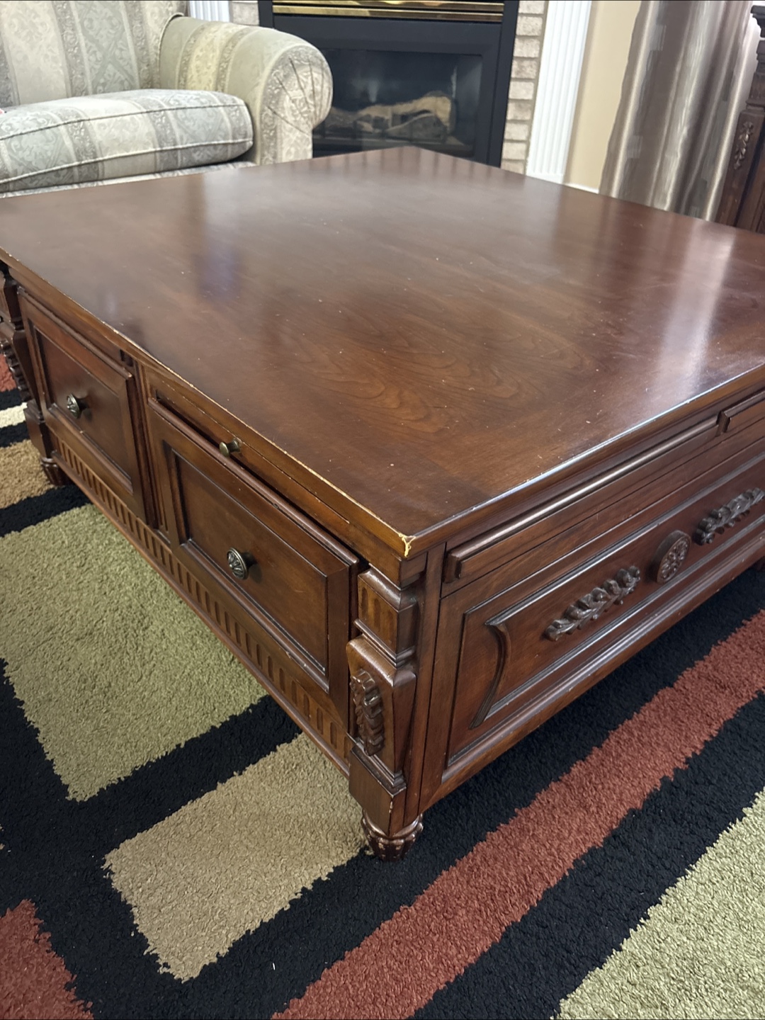 Wooden Coffee Table with Drawers - photo 2