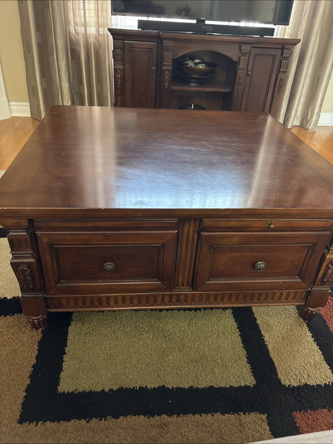 Wooden Coffee Table with Drawers - photo 3