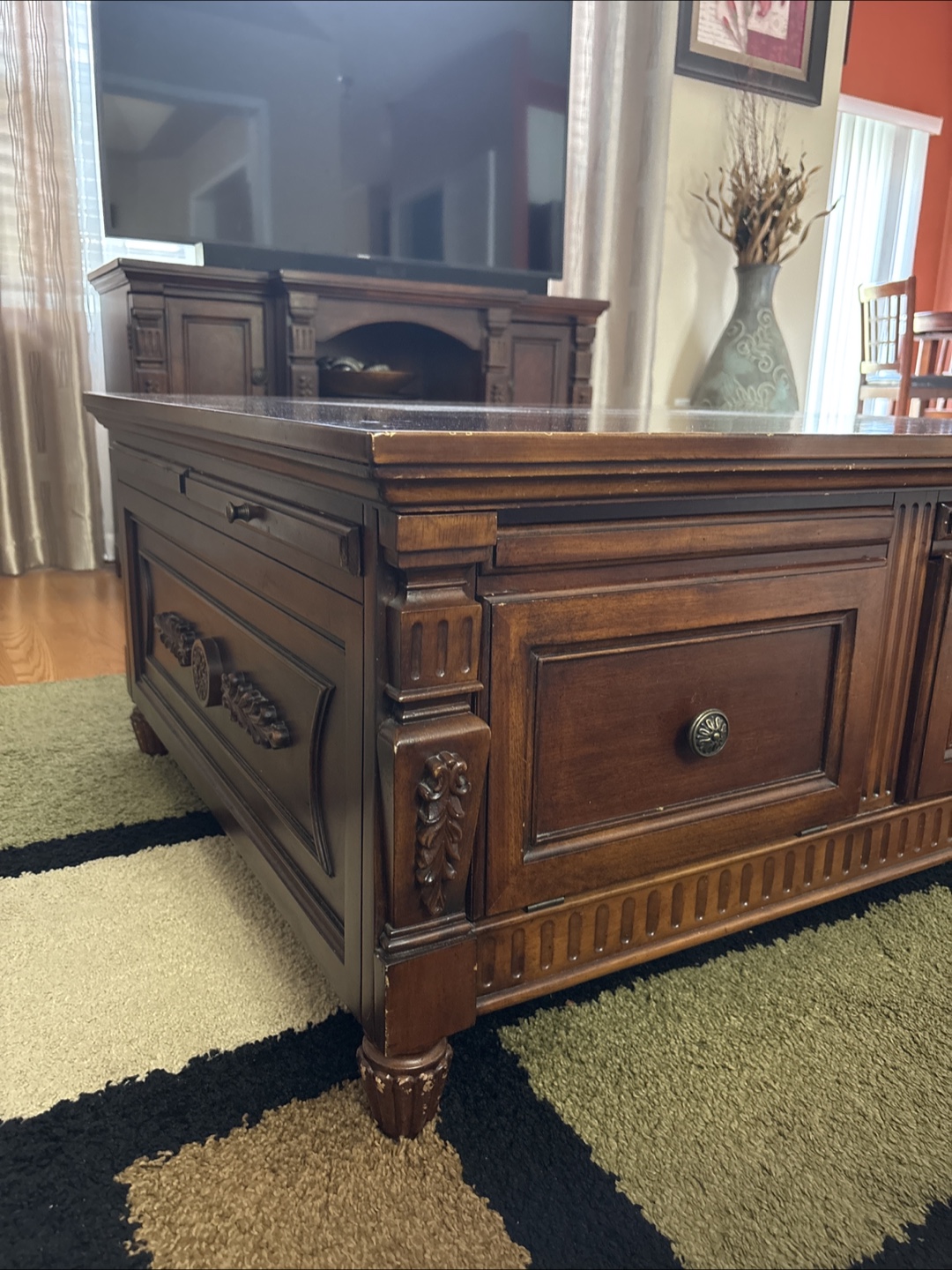 Wooden Coffee Table with Drawers