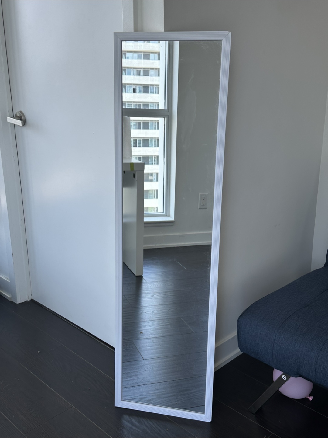 White framed full length mirror