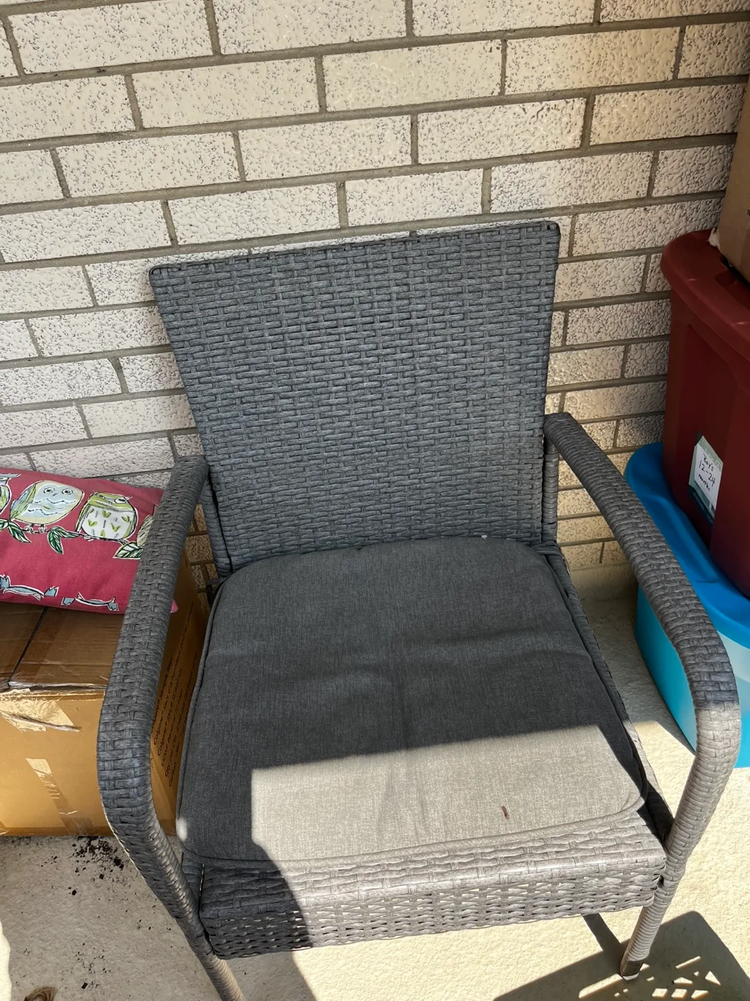 Wicker Patio Side Table & Chair Set thumbnail