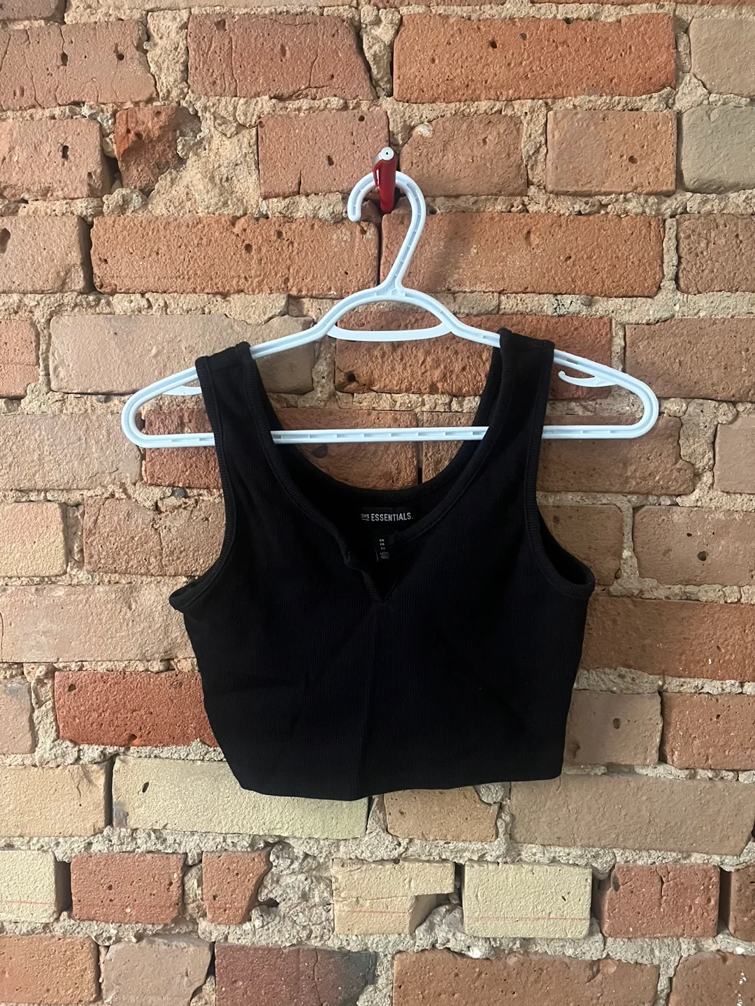SWS Essentials Black Ribbed Crop Tank - Size M thumbnail