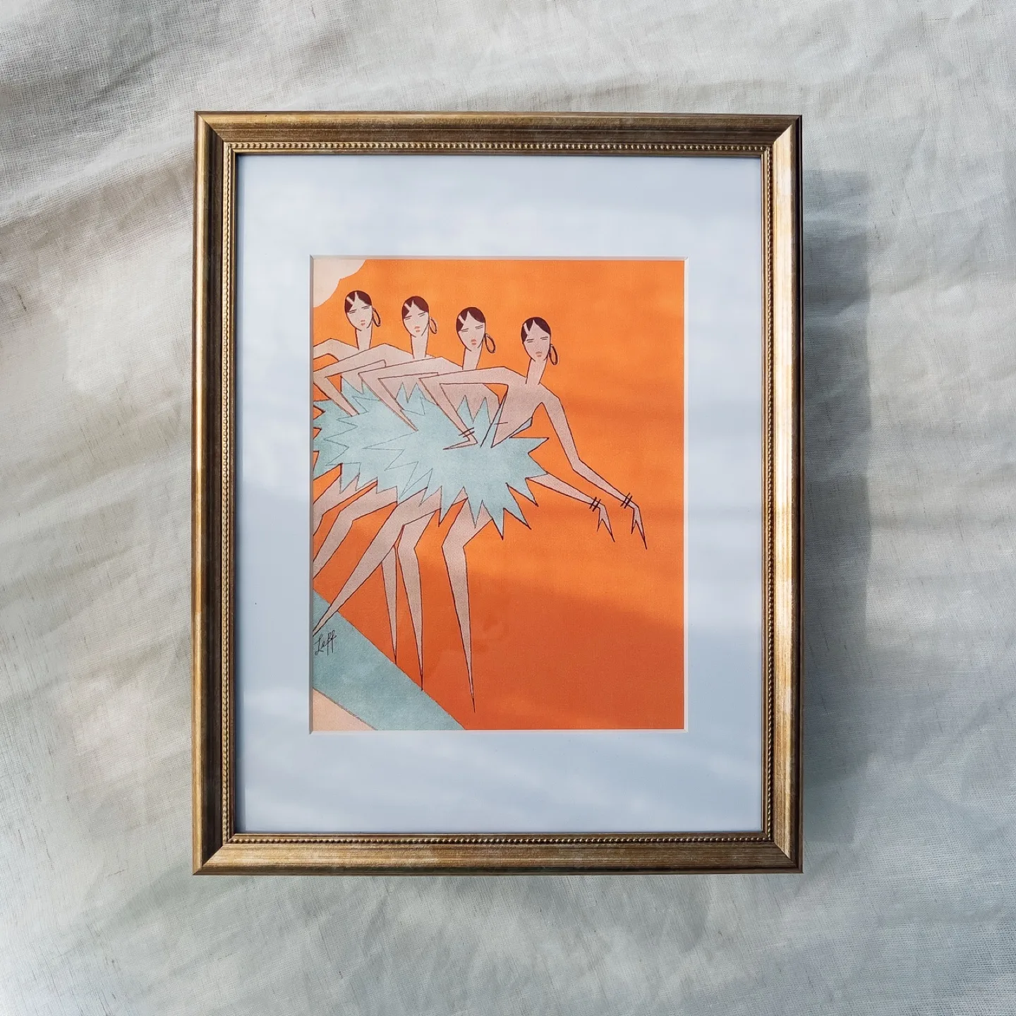 Dancing Flappers Vintage Art Print in Gold Frame image indicator(2)