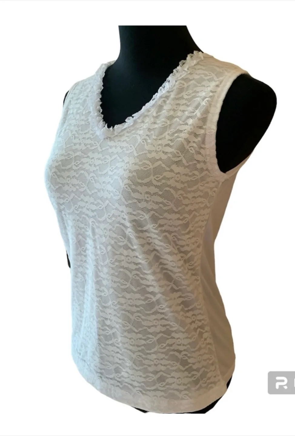Vintage 90s V-Neck Sleeveless Lace Top Cotton S/M image indicator(5)