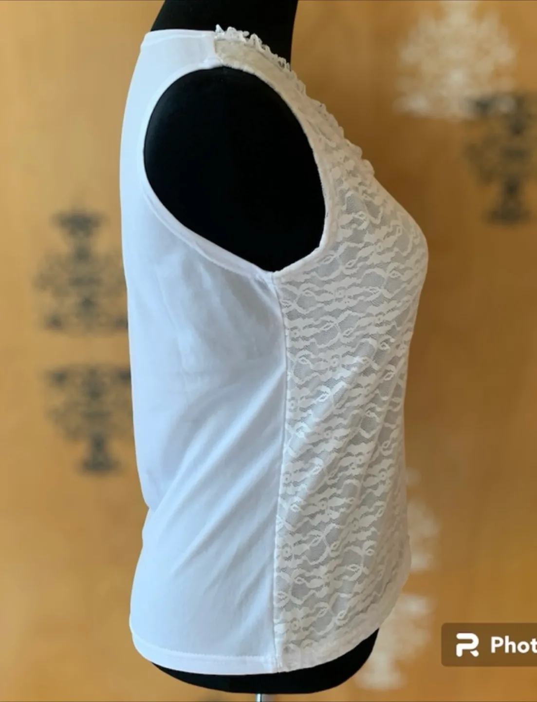 Vintage 90s V-Neck Sleeveless Lace Top Cotton S/M image indicator(6)