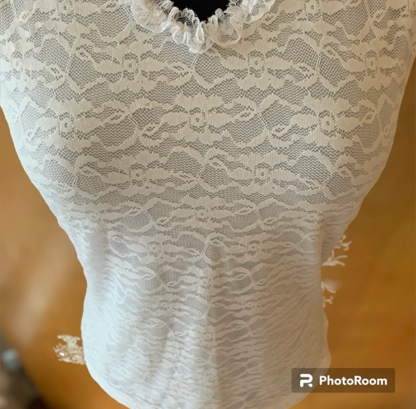 Vintage 90s V-Neck Sleeveless Lace Top Cotton S/M image indicator(7)