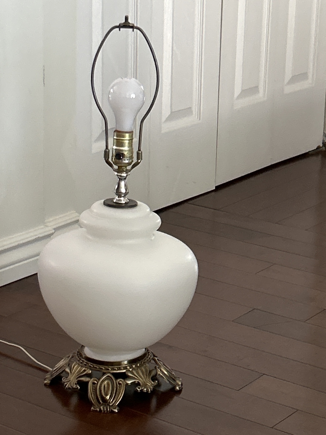 White Table Lamp with Gold Base