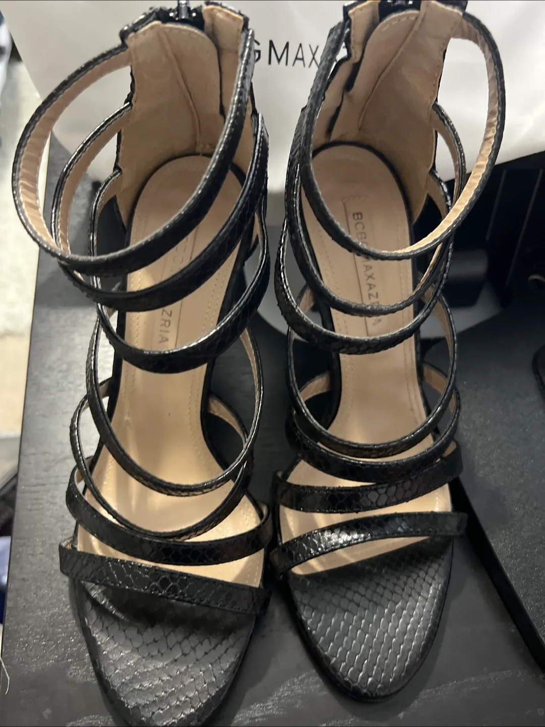 BCBGMAXAZRIA Black Strappy Heels image indicator(2)