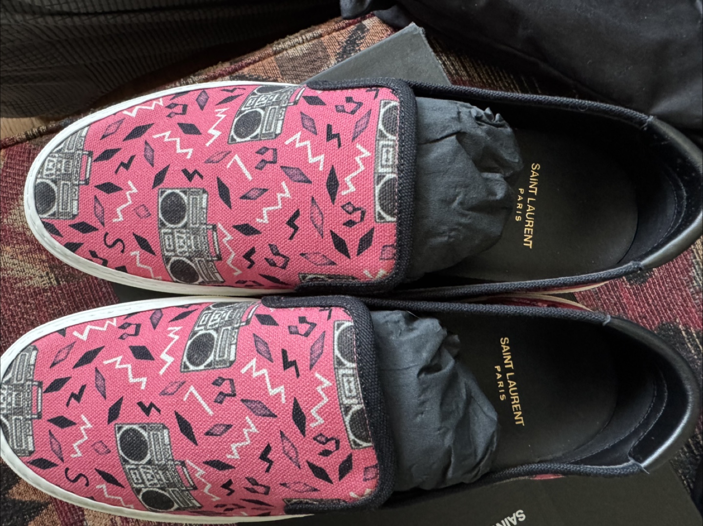 Saint Laurent Pink Boombox Print Slip-on Sneakers