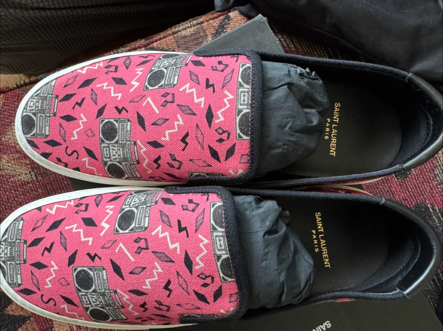 Saint Laurent Pink Boombox Print Slip-on Sneakers