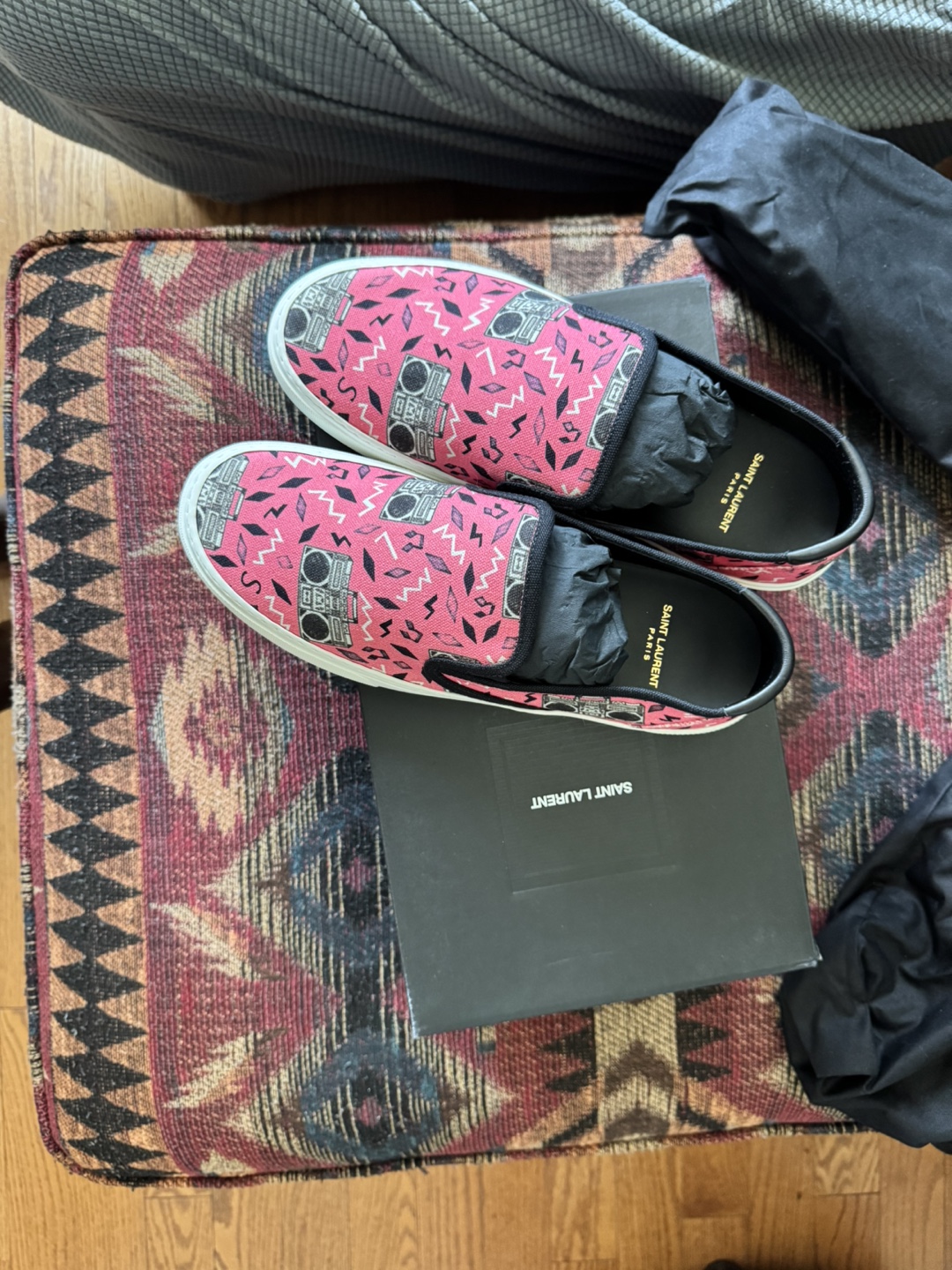 Saint Laurent Pink Boombox Print Slip-on Sneakers - photo 3