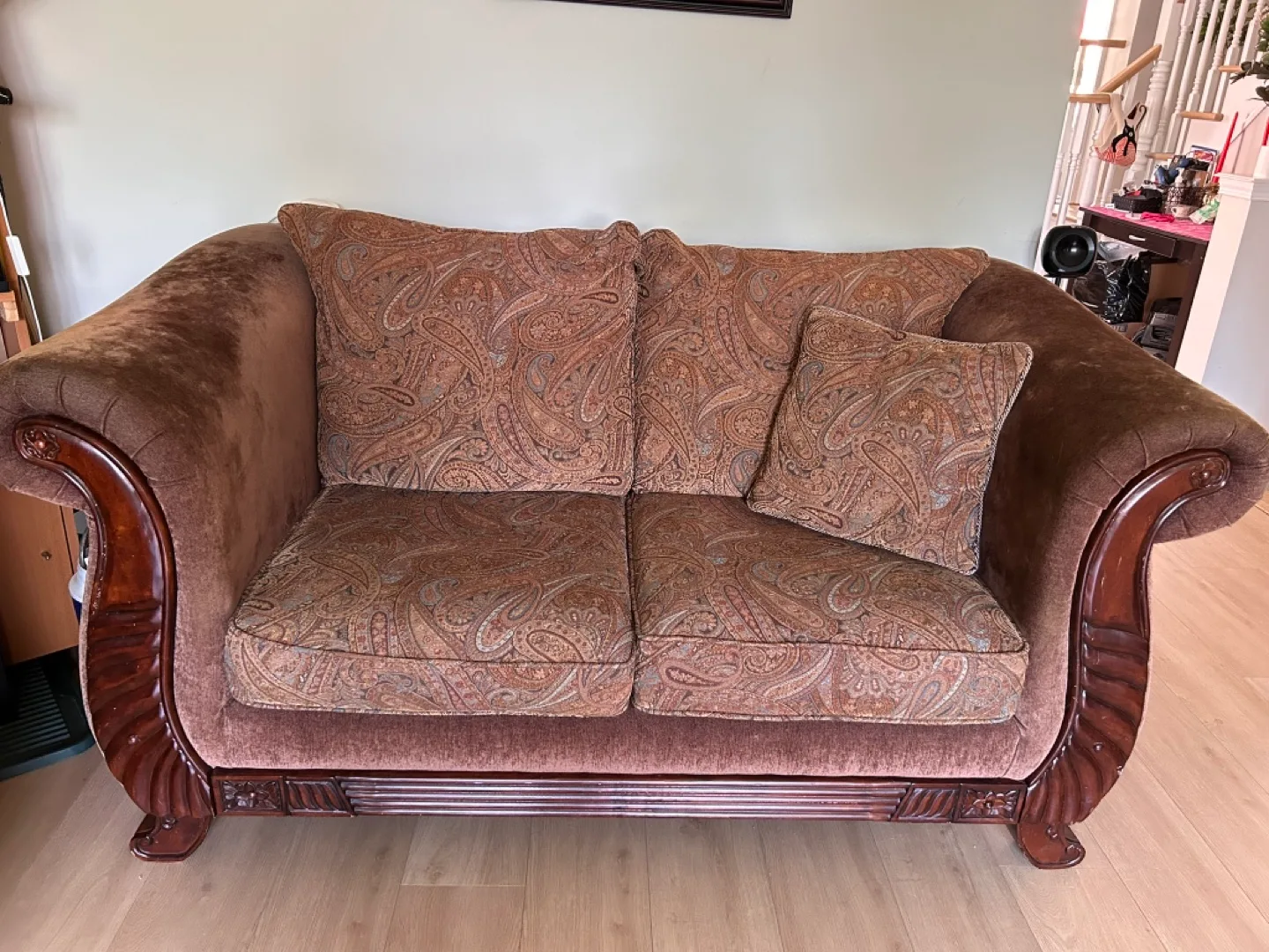 Brown Paisley Sofa Set - Chair, Loveseat, Sofa image indicator(4)