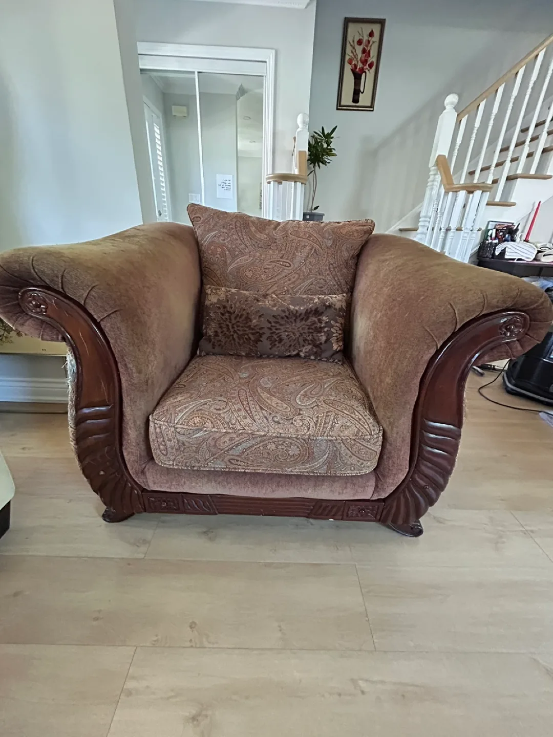 Brown Paisley Sofa Set - Chair, Loveseat, Sofa image indicator(5)