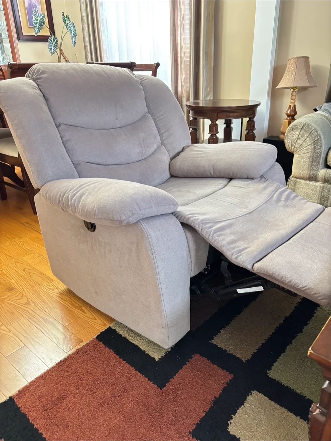 Moving Sale - Grey Recliner Chair - Cozy & Comfy thumbnail