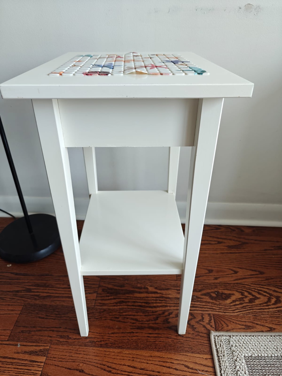 IKEA White Side Table with Drawer - photo 2