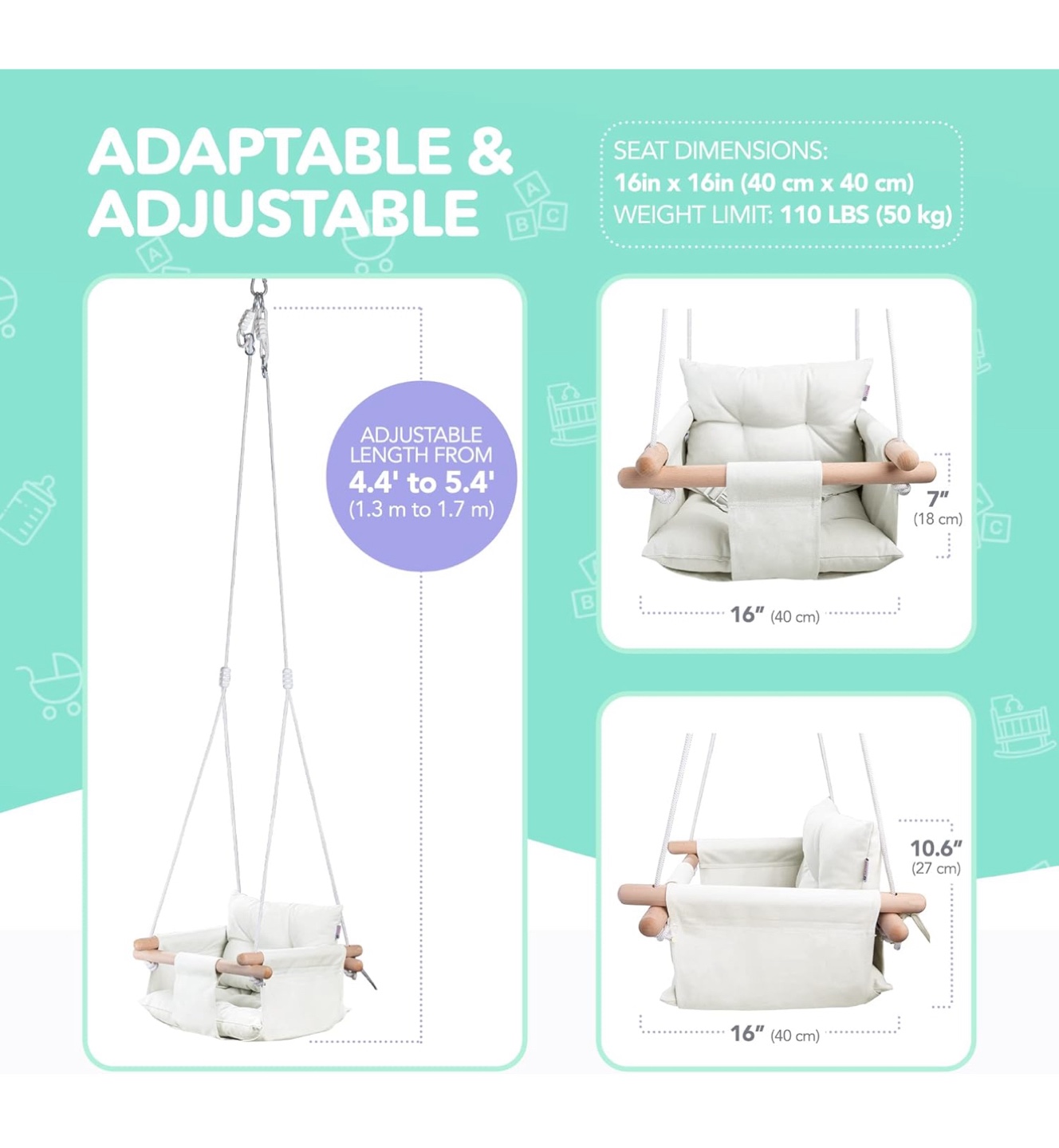 Canvas Baby Swing - Adjustable & Adaptable - photo 2