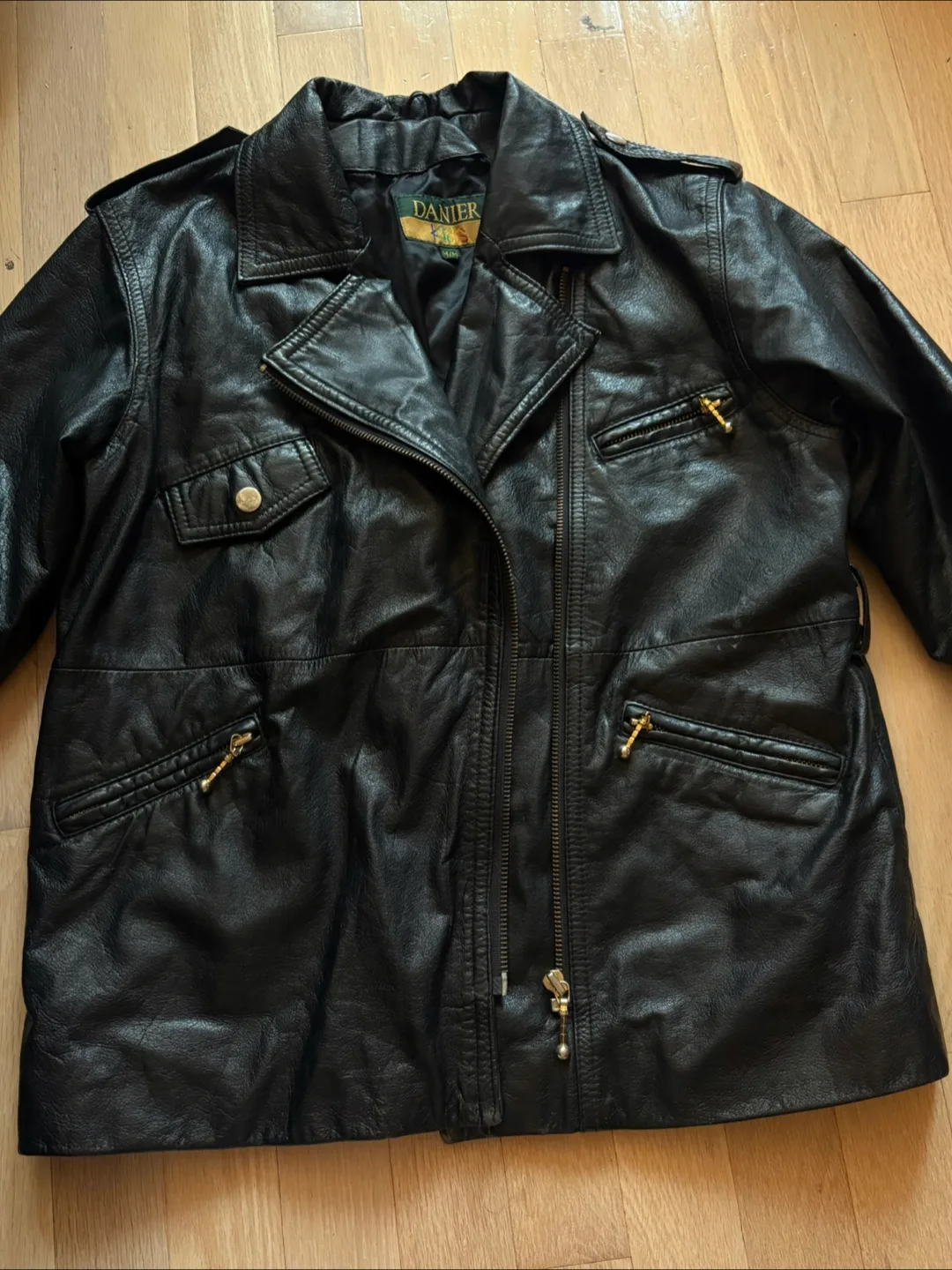 Danier Kids Black Leather Jacket - Size M/M thumbnail
