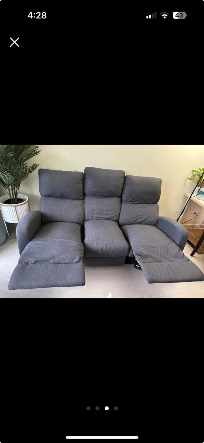 Grey Reclining Sofa thumbnail