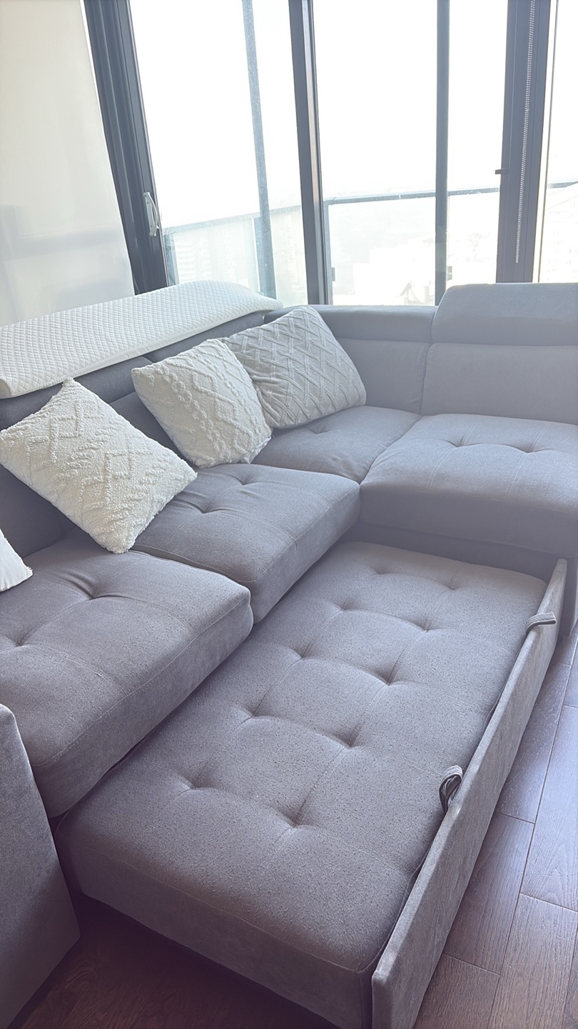 Grey Sectional Sofa with Pull-Out Bed - photo 4