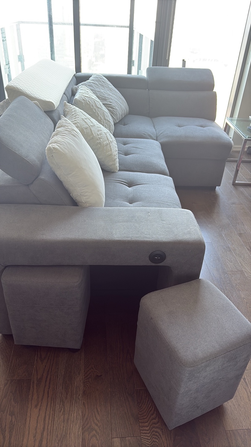 Grey Sectional Sofa with Pull-Out Bed - photo 2