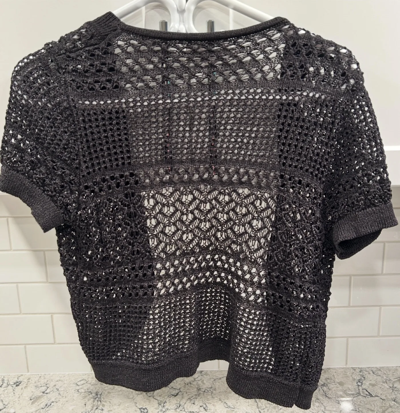 Women’s Black Crochet Crop Sweater (Northern Reflections) image indicator(2)