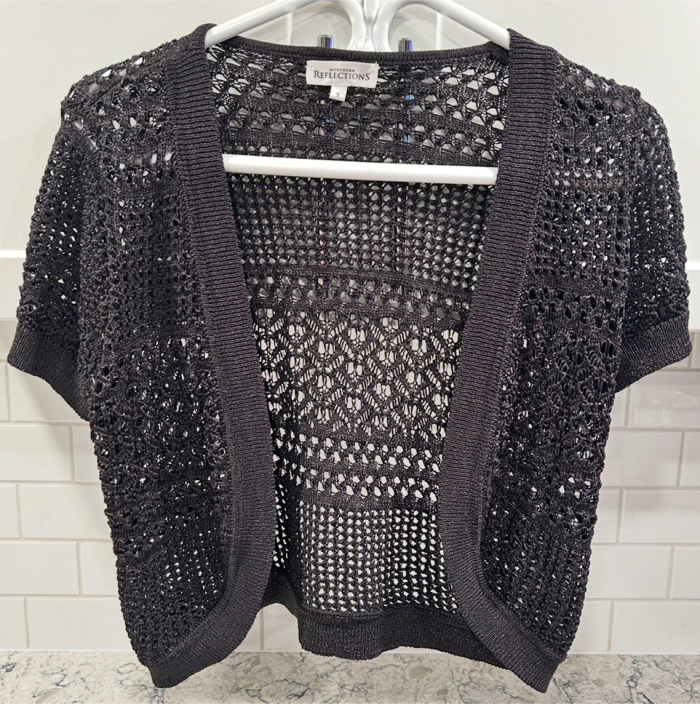 Women’s Black Crochet Crop Sweater (Northern Reflections)