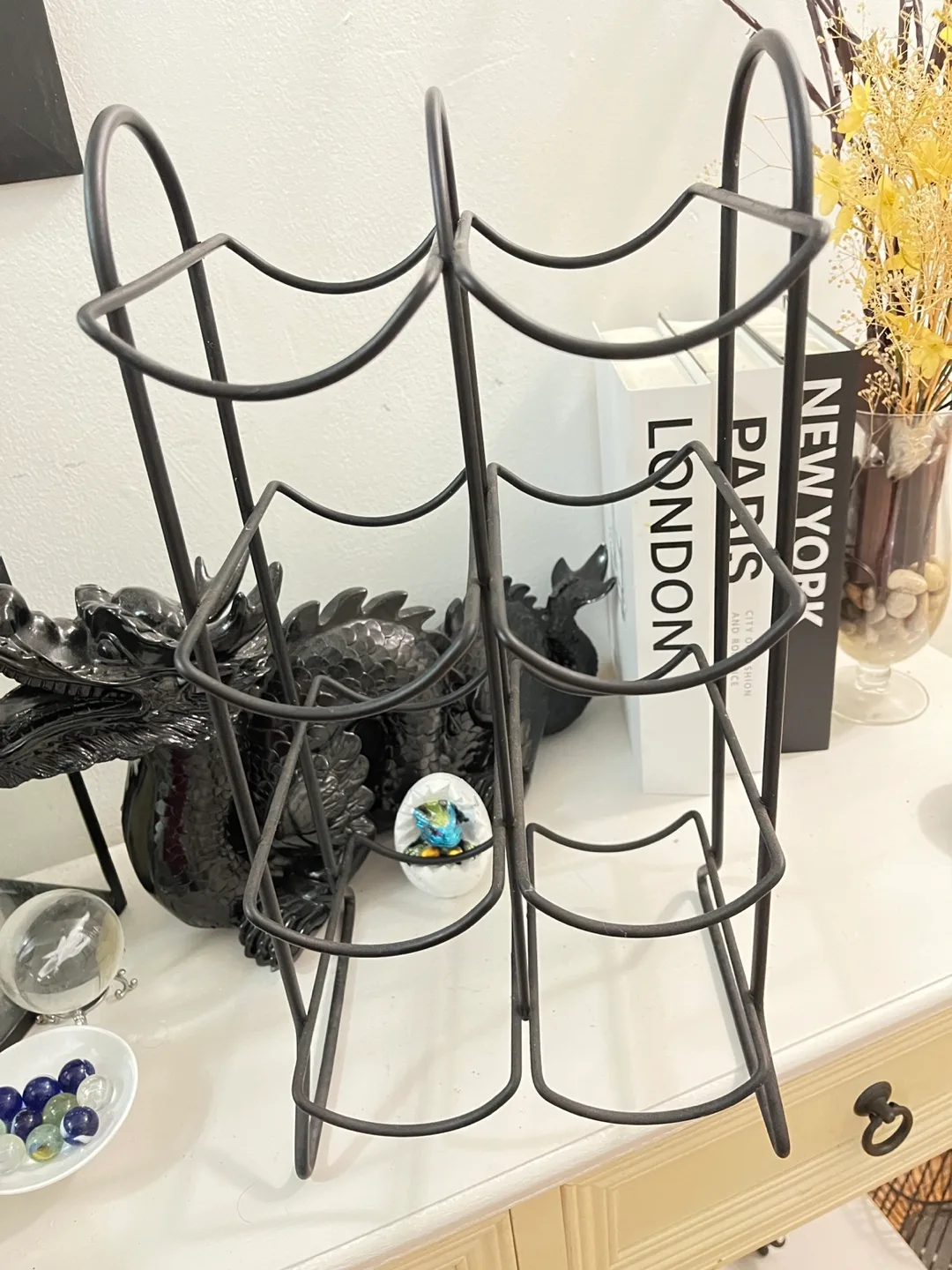 Black Metal Wine Rack - Holds 6 Bottles thumbnail