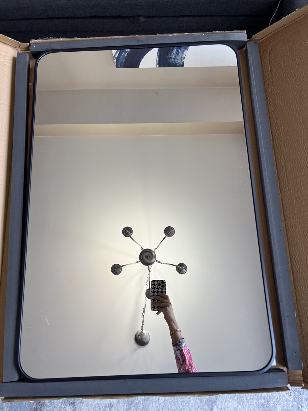 Black Framed Rectangle Mirror - 36" x 24" - photo 3