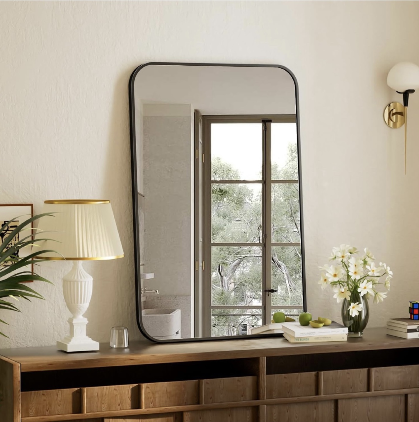 Black Framed Rectangle Mirror - 36" x 24"