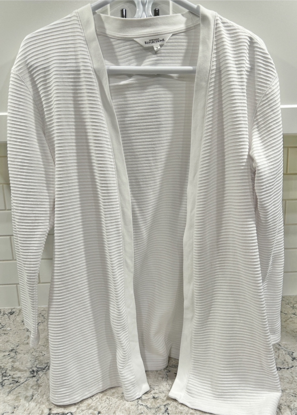 Women’s White Ribbed Cardigan Sweater (Northern Reflections)