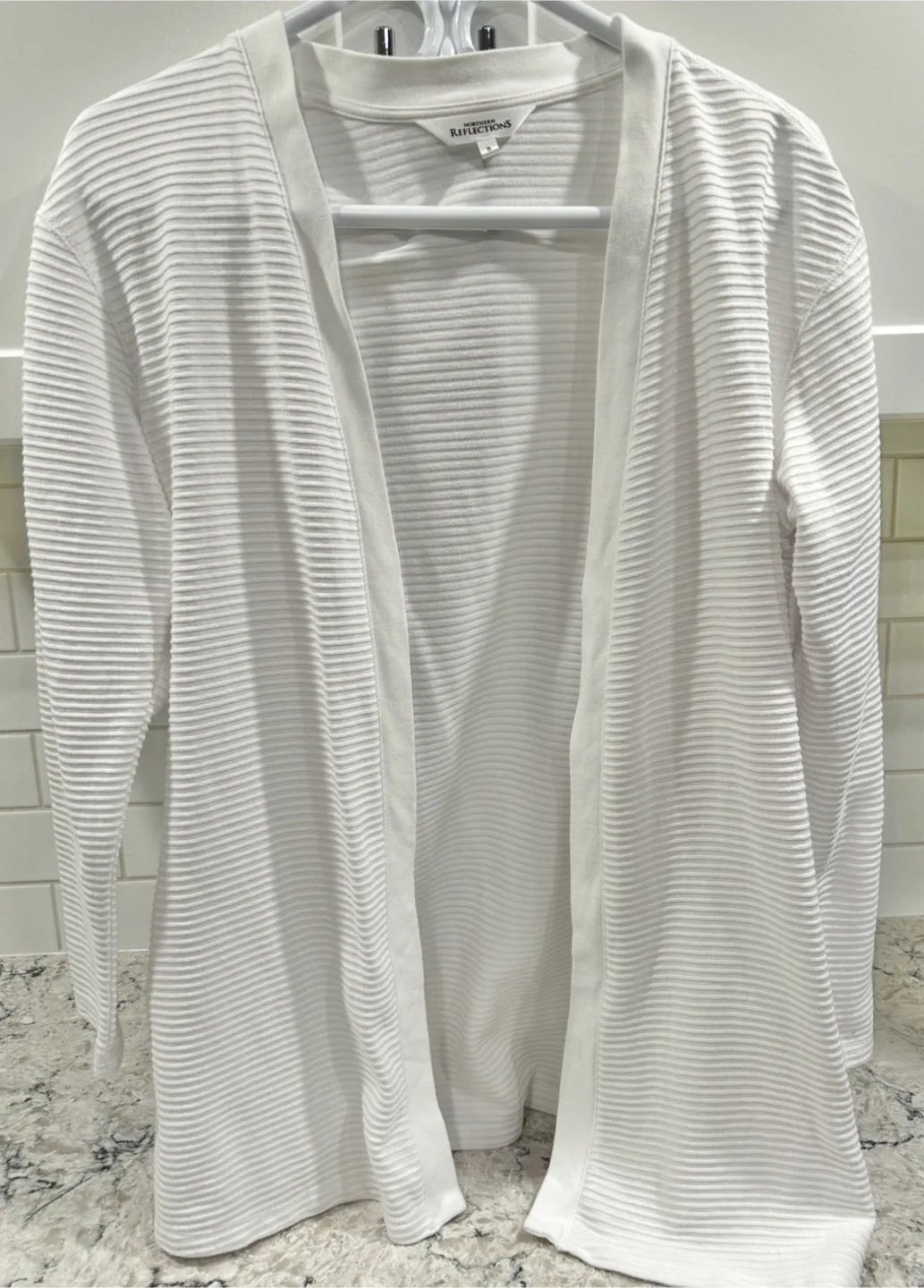 Women’s White Ribbed Cardigan Sweater (Northern Reflections) thumbnail