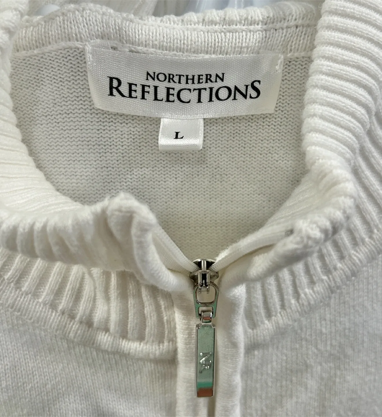 Women’s White Zip Up Cardigan Sweater (Northern Reflection) image indicator(4)