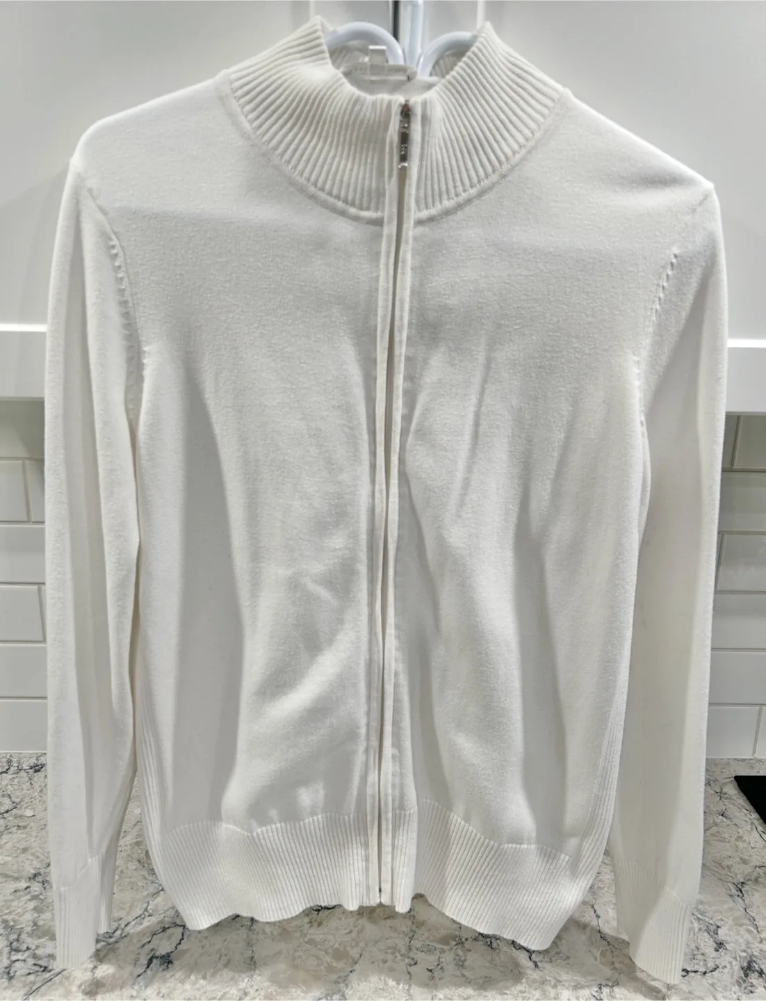 Women’s White Zip Up Cardigan Sweater (Northern Reflection) image indicator(2)