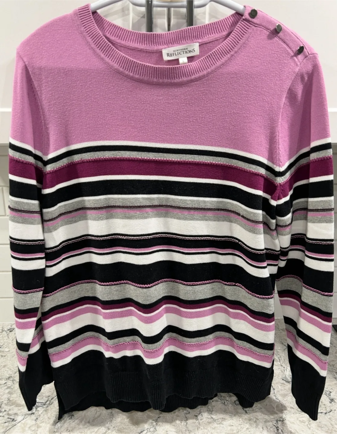 Women’s Striped Lightweight Sweater Shirt (Northern Reflections) thumbnail