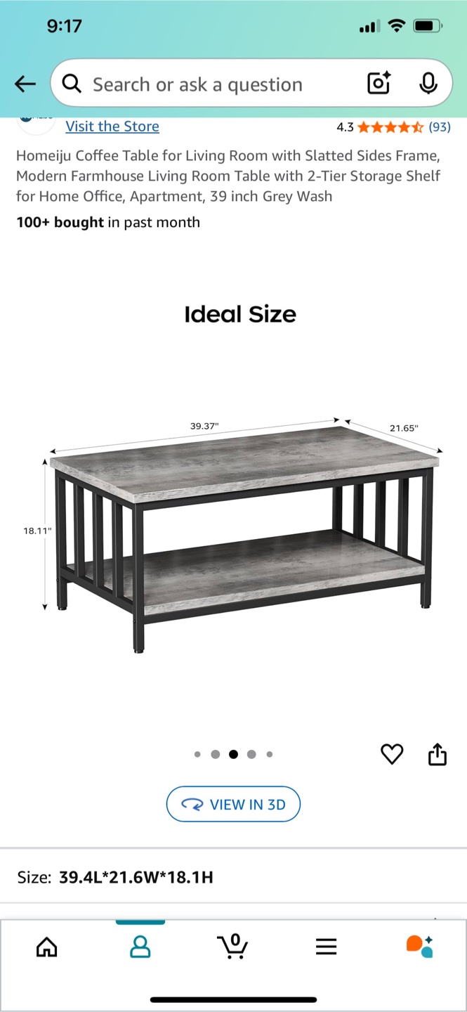 Homeiju Coffee Table - 39 inch Grey Wash - photo 4