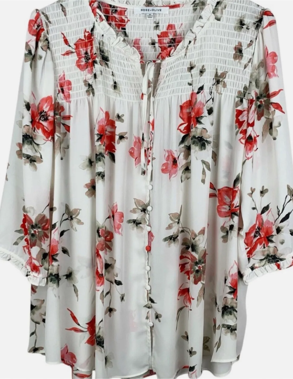 ROSE + OLIVE Womens Tunic Blouse Shirt with Covered Button image indicator(5)