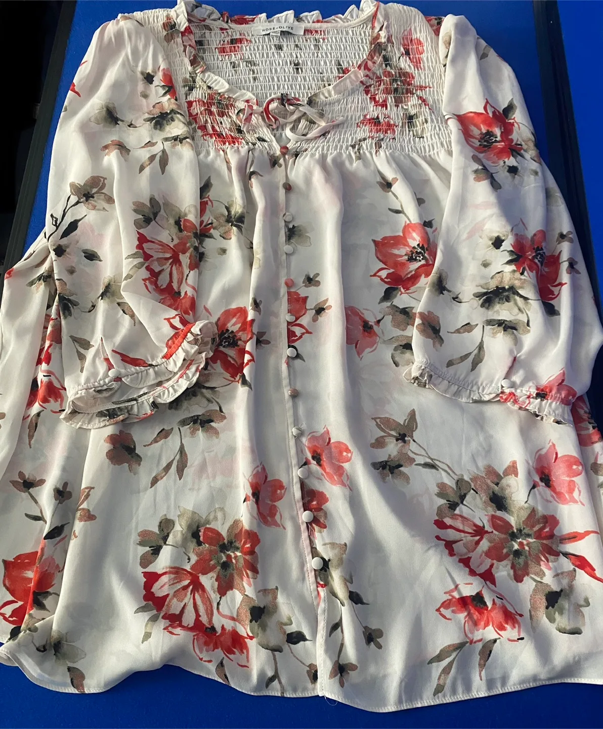 ROSE + OLIVE Womens Tunic Blouse Shirt with Covered Button image indicator(3)