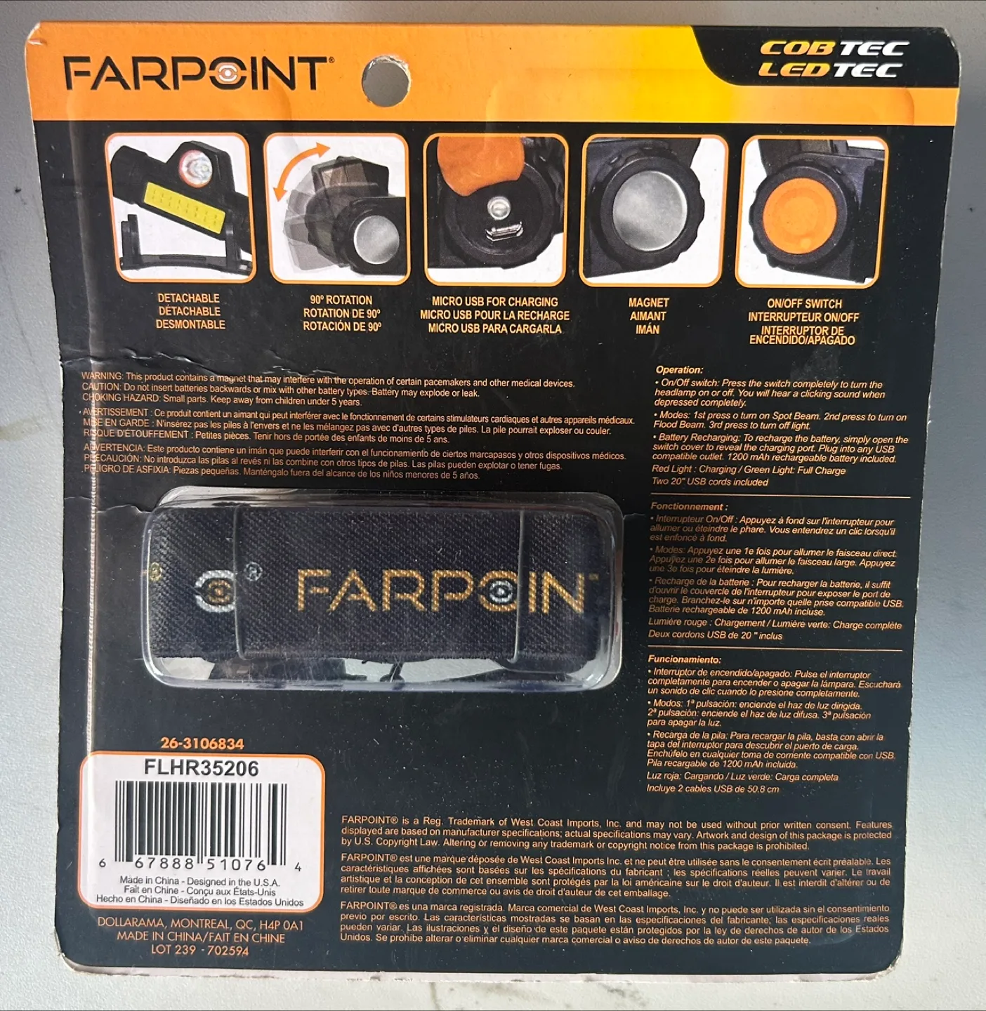 Farpoint USB Rechargeable Headlamp - NEW image indicator(2)