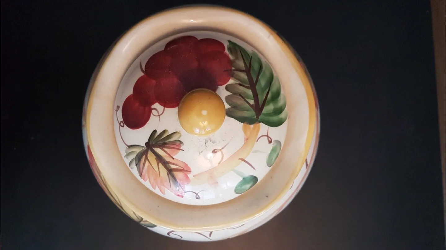 Large Vintage Painted Cookie or Biscotti Jar- Grape Design image indicator(3)