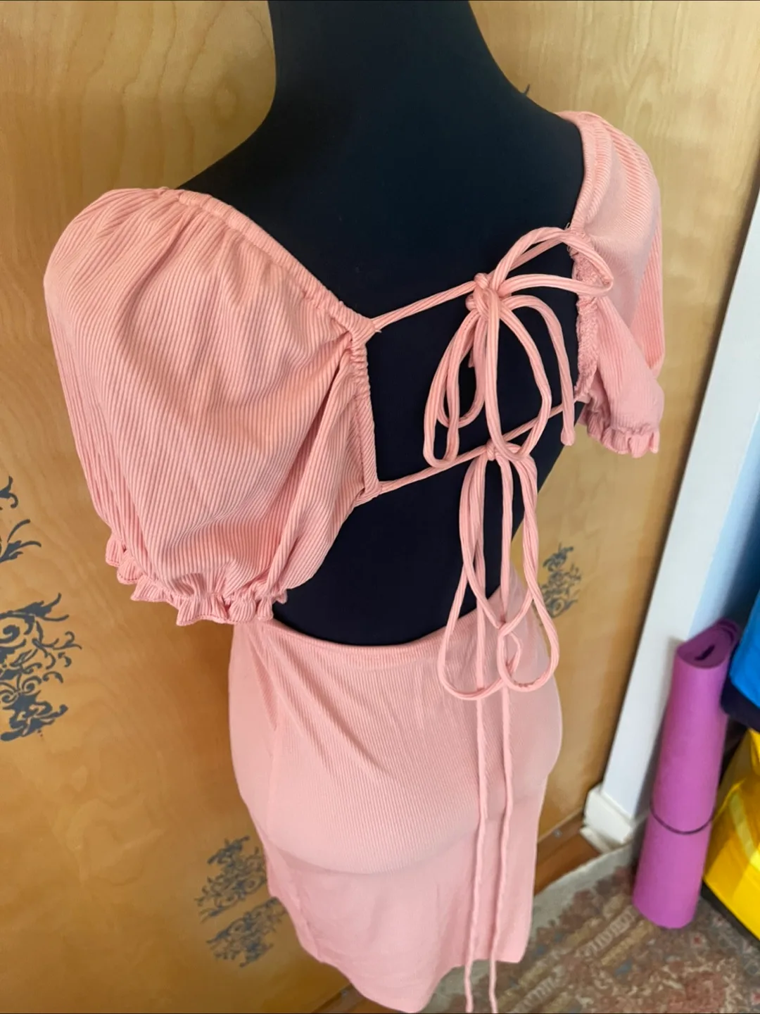 Vintage Y2K 2000s Pink Babydoll Mini Dress Peplum S/M image indicator(8)