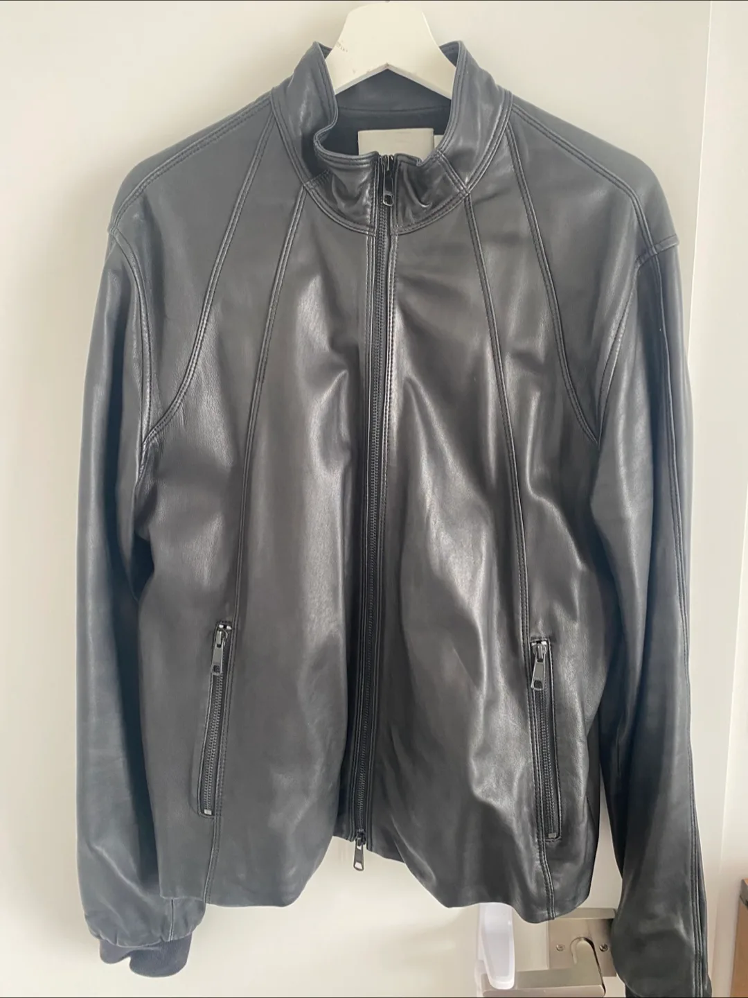 Vince. Black Leather Jacket, Size M thumbnail