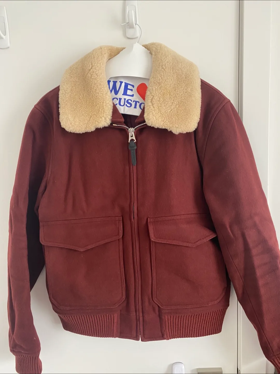 Sandro Paris Burgundy Bomber Jacket thumbnail