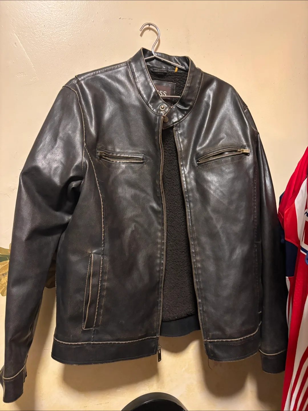 Guess Black Faux Leather Jacket thumbnail
