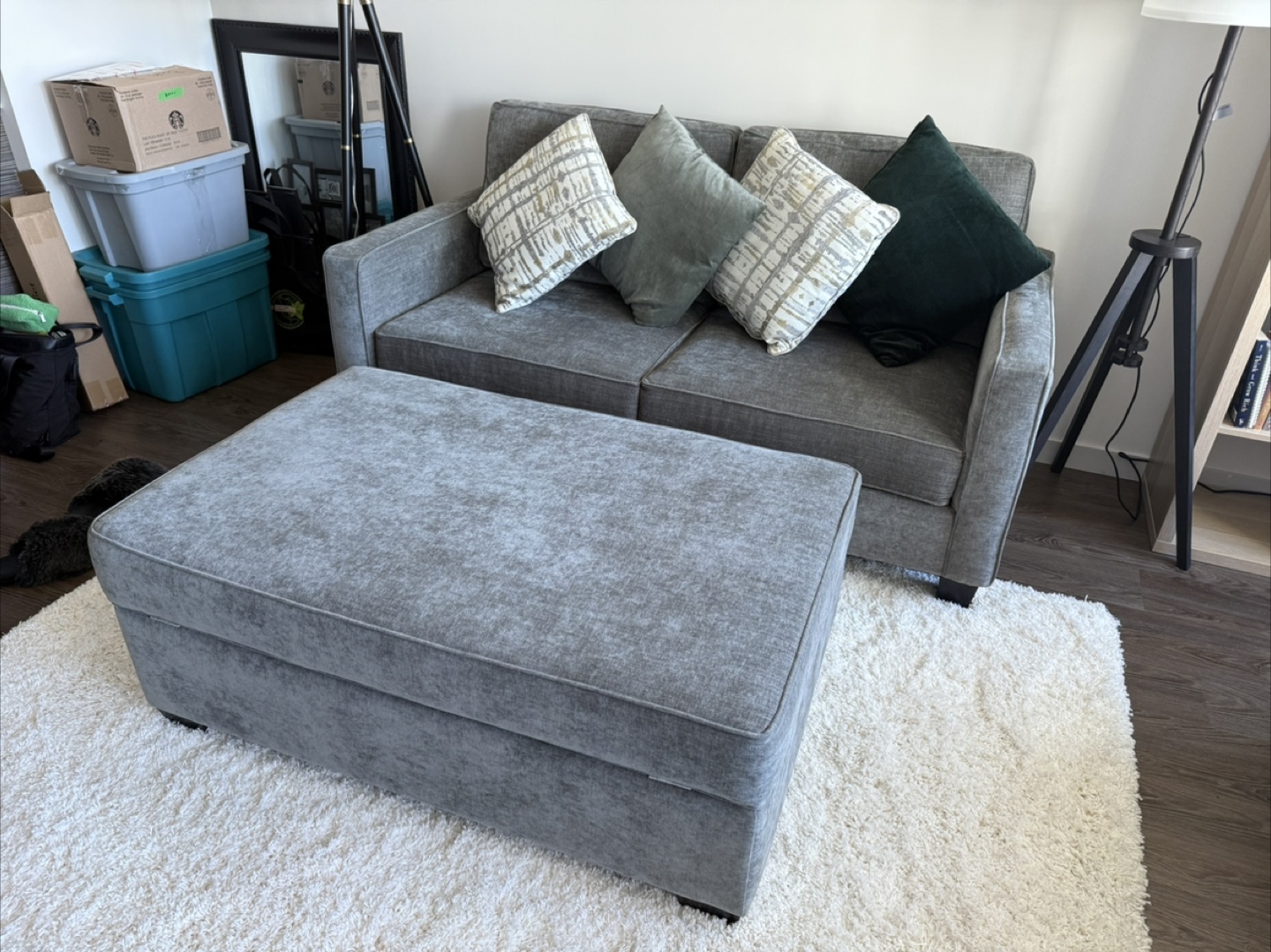 Grey Sofa and Ottoman Set