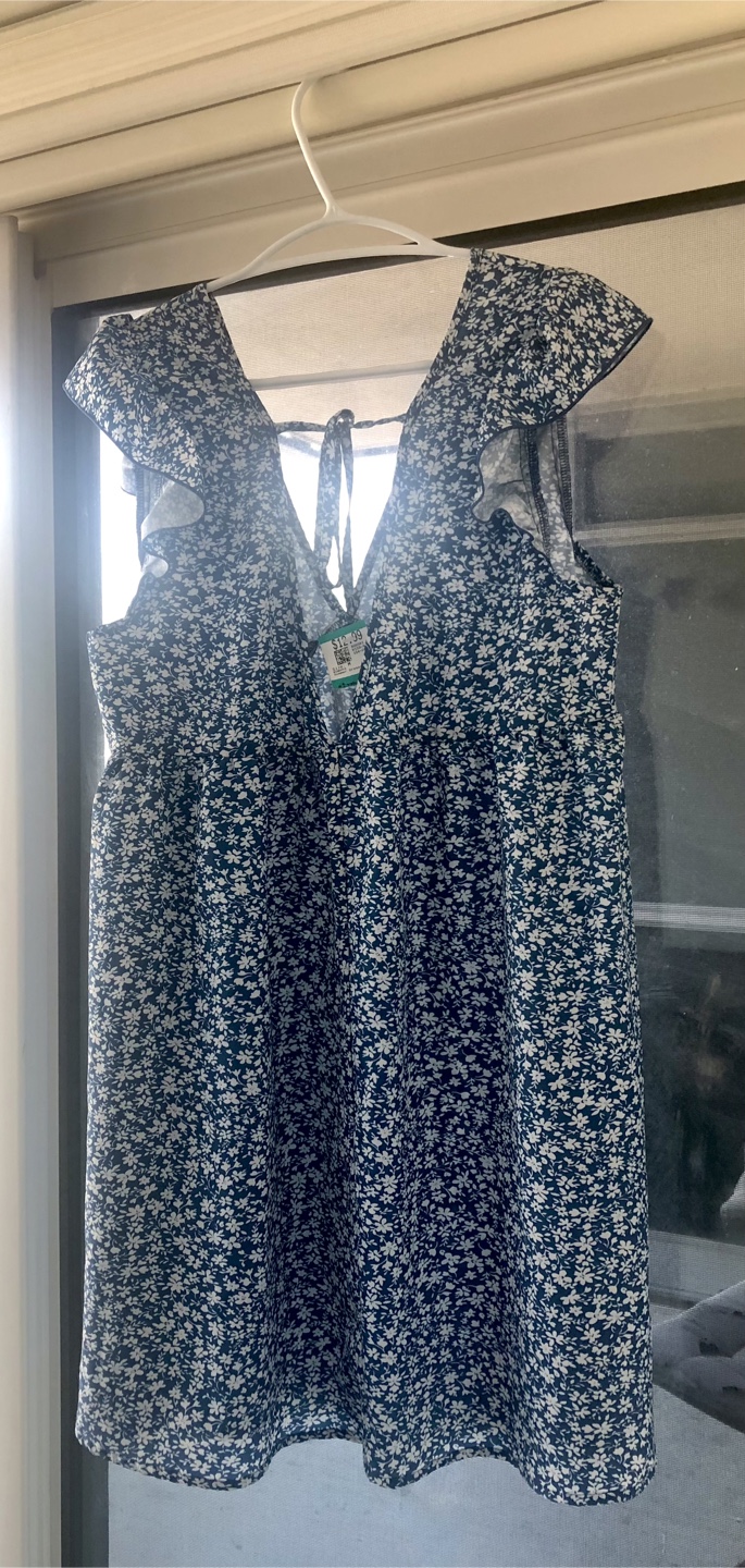 Floral Print Dress - Blue and White - photo 2