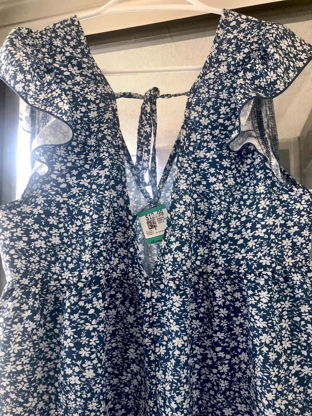 Floral Print Dress - Blue and White - photo 4