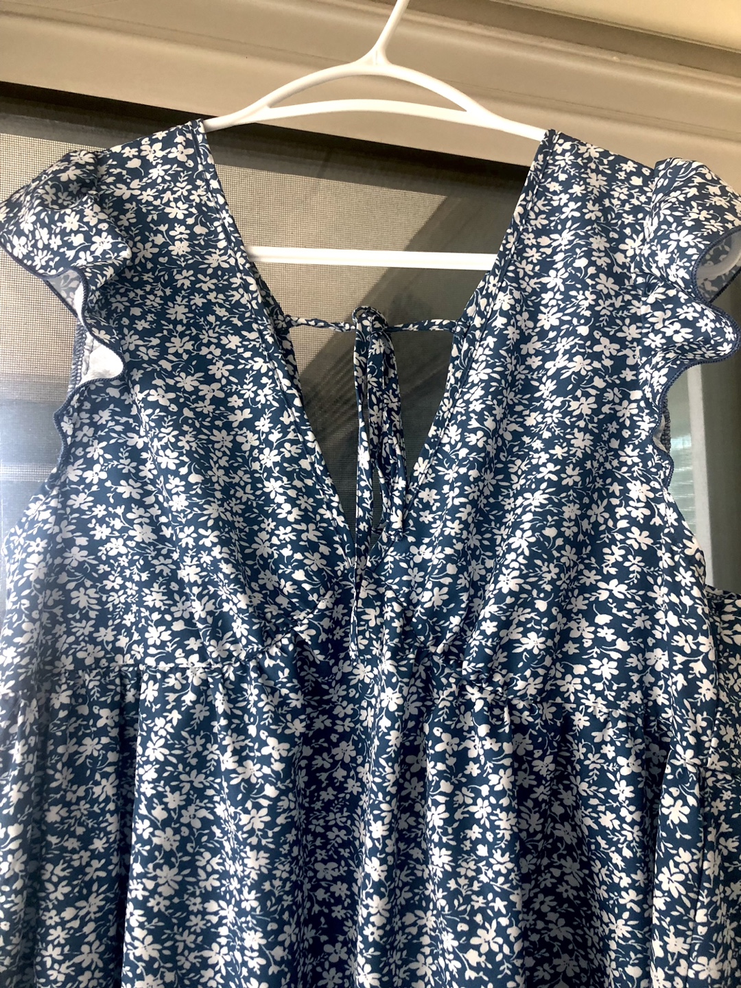Floral Print Dress - Blue and White - photo 3