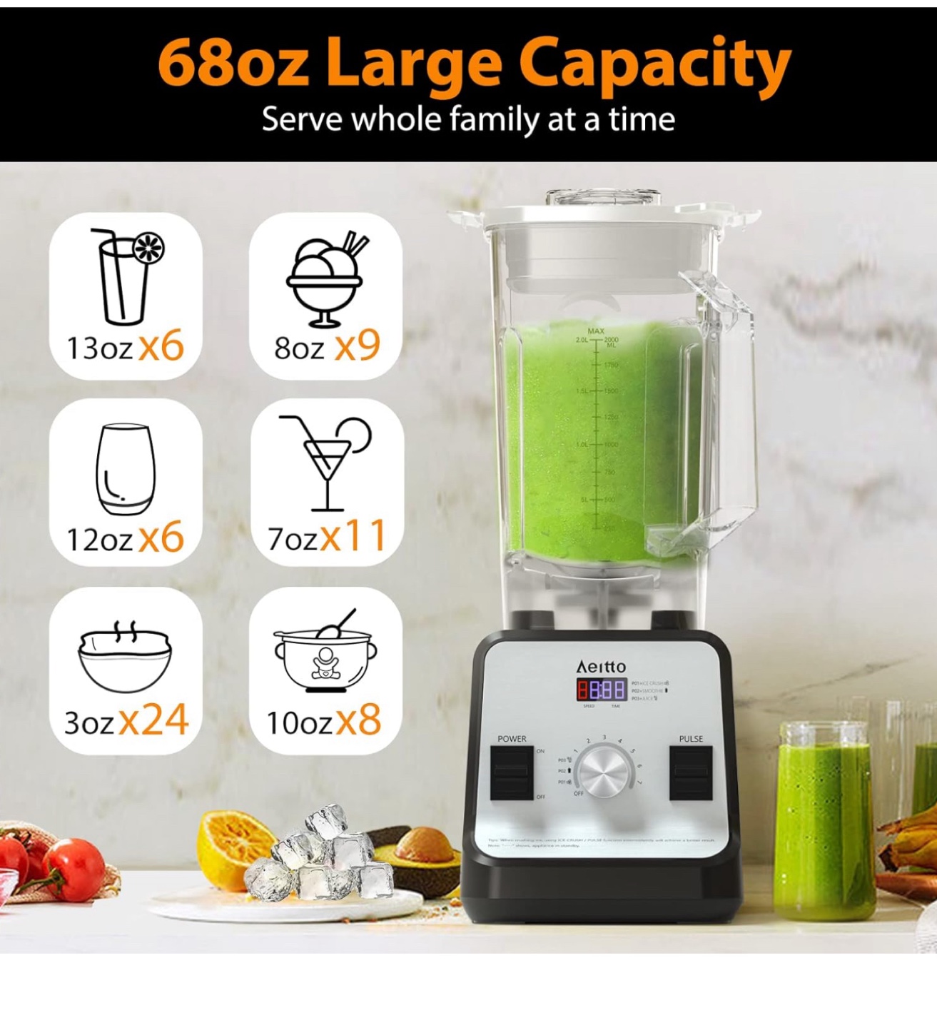 Aietto Blender - 68oz Large Capacity - photo 2