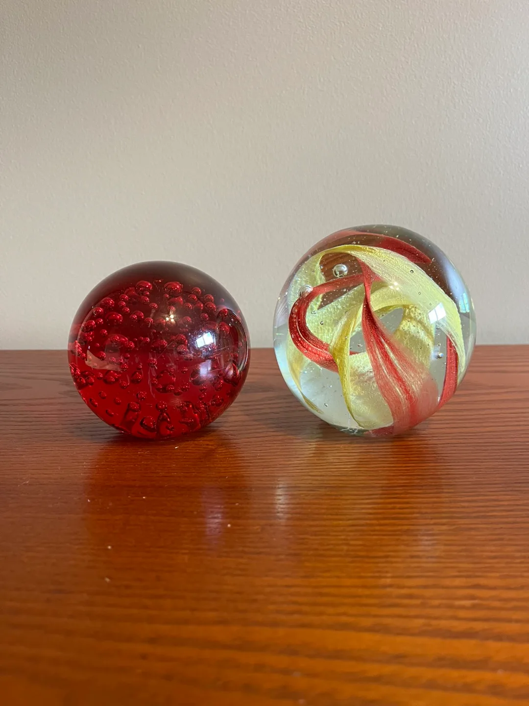 VINTAGE GLASS ORB PAPERWEIGHTS thumbnail