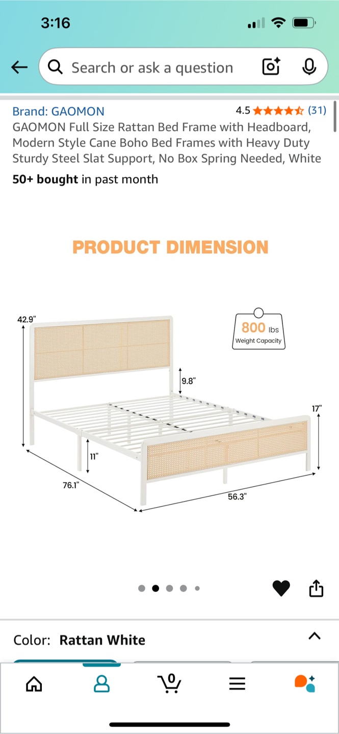 Full-sized rattan bedframe - photo 3